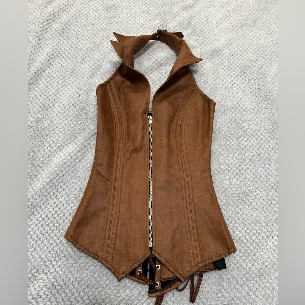 Source Unknown Brown Corset-Style Bra